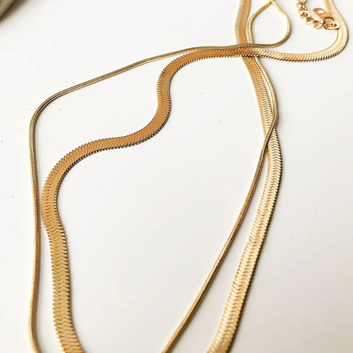 Layered Flat Snake Chain Necklace image 0