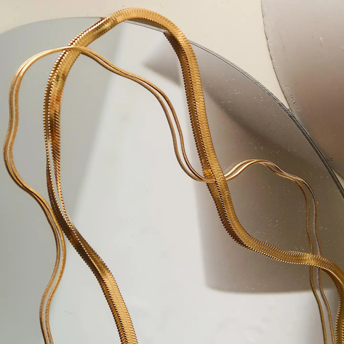 Layered Flat Snake Chain Necklace image 2