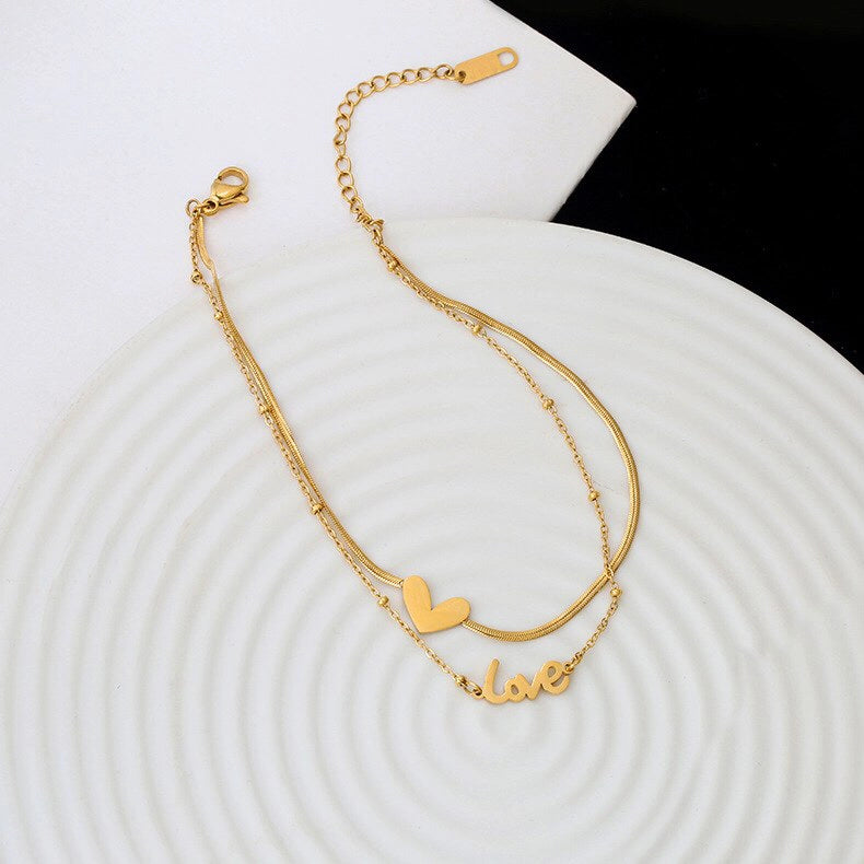 Gold Layered Heart Ankle Bracelet