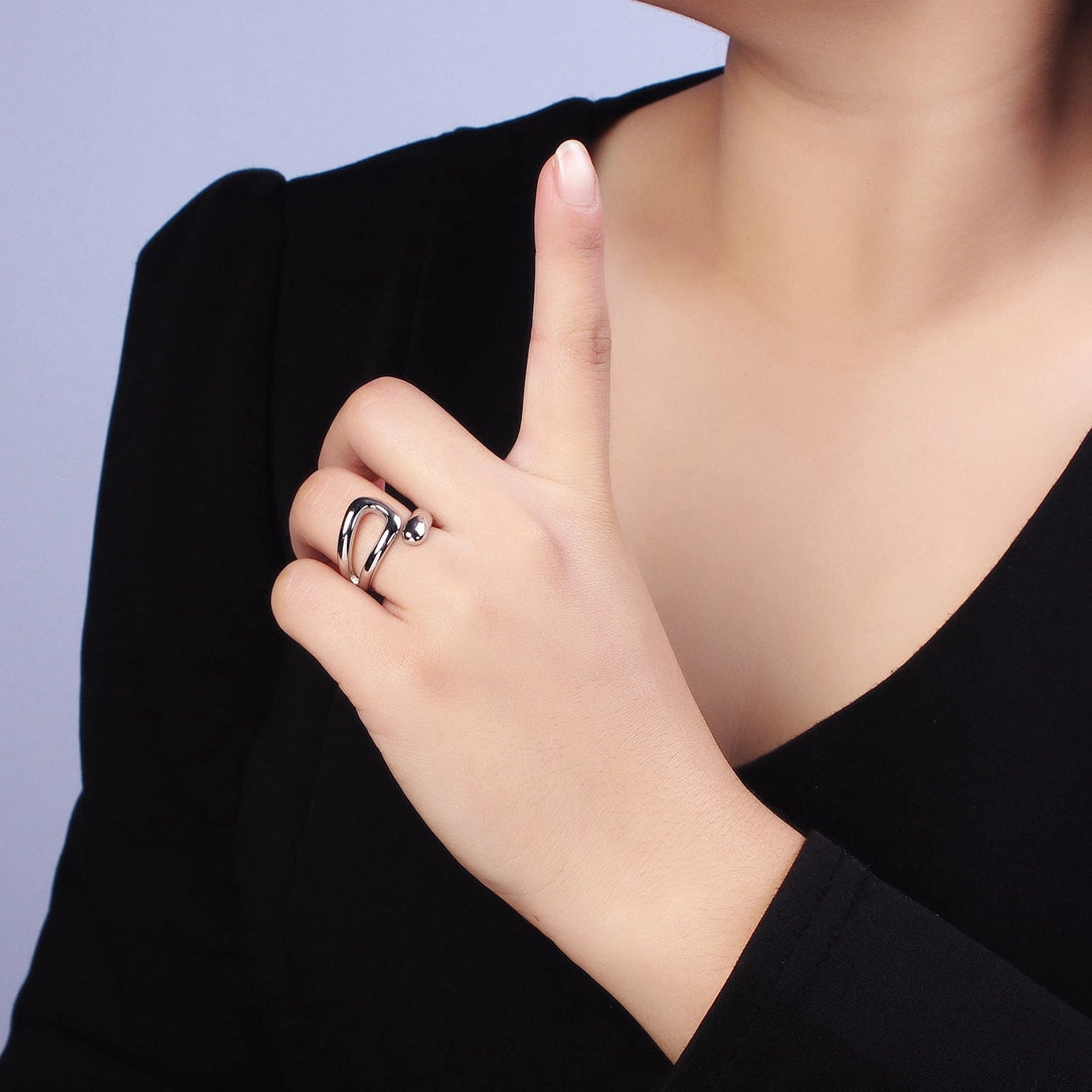 Geometric Claw Open Double Band Ring image 0